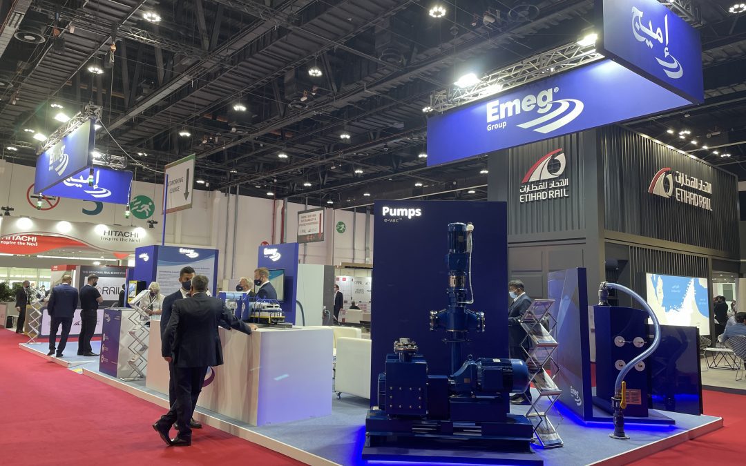 The Emeg Rail Systems stand at Middle East Rail 2022
