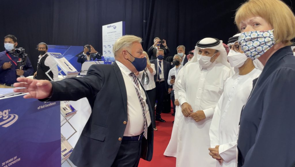 VIP visitors to the Emeg stand at Middle East Rail 2022